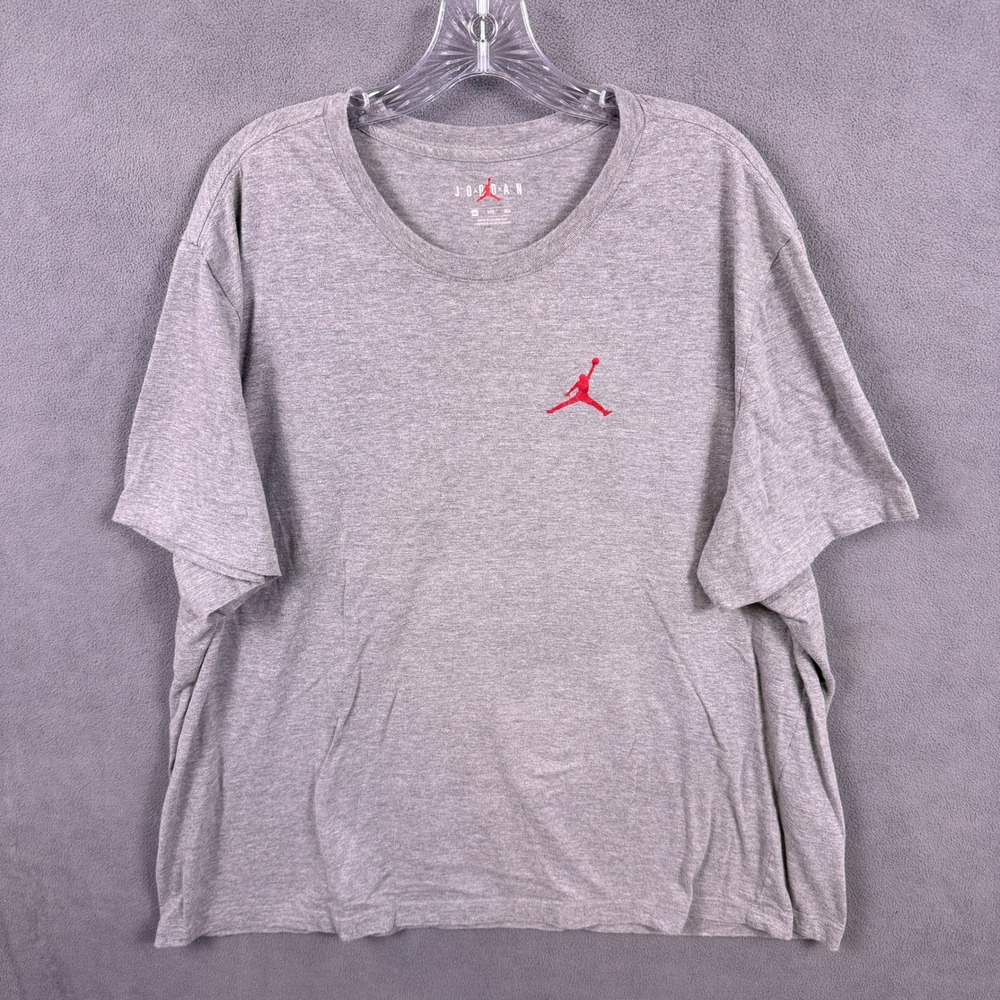Jordan T-Shirt Mens 3XL Gray Embroidered Jumpman Logo Short Sleeve Cotton Blend